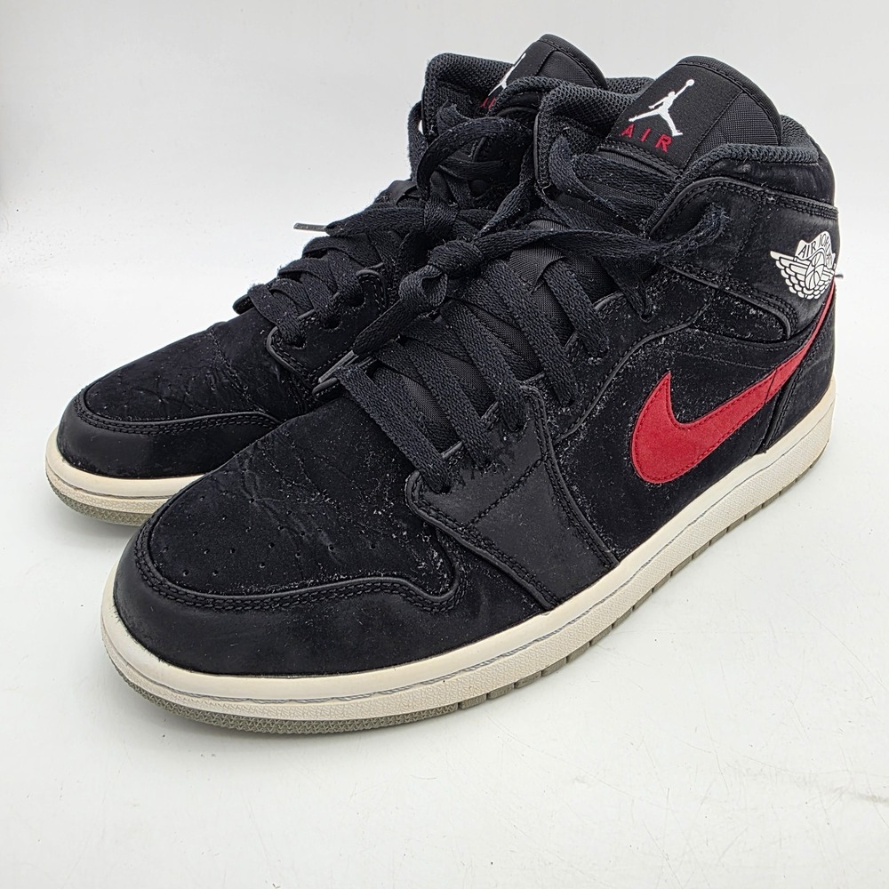 Nike Air Jordan 1 Mid 554724 065 Mens Size 9 US Black University Red Blue Suede